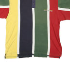 POINT ZERO Mens Green & Red Polo Shirt L Cotton Blend Striped Short Sleeve