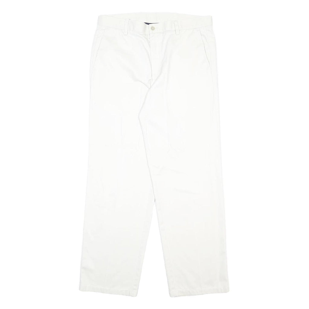 DOCKERS Mens Cotton White Relaxed Straight Trousers W34 L31 Casual Comfort Zip