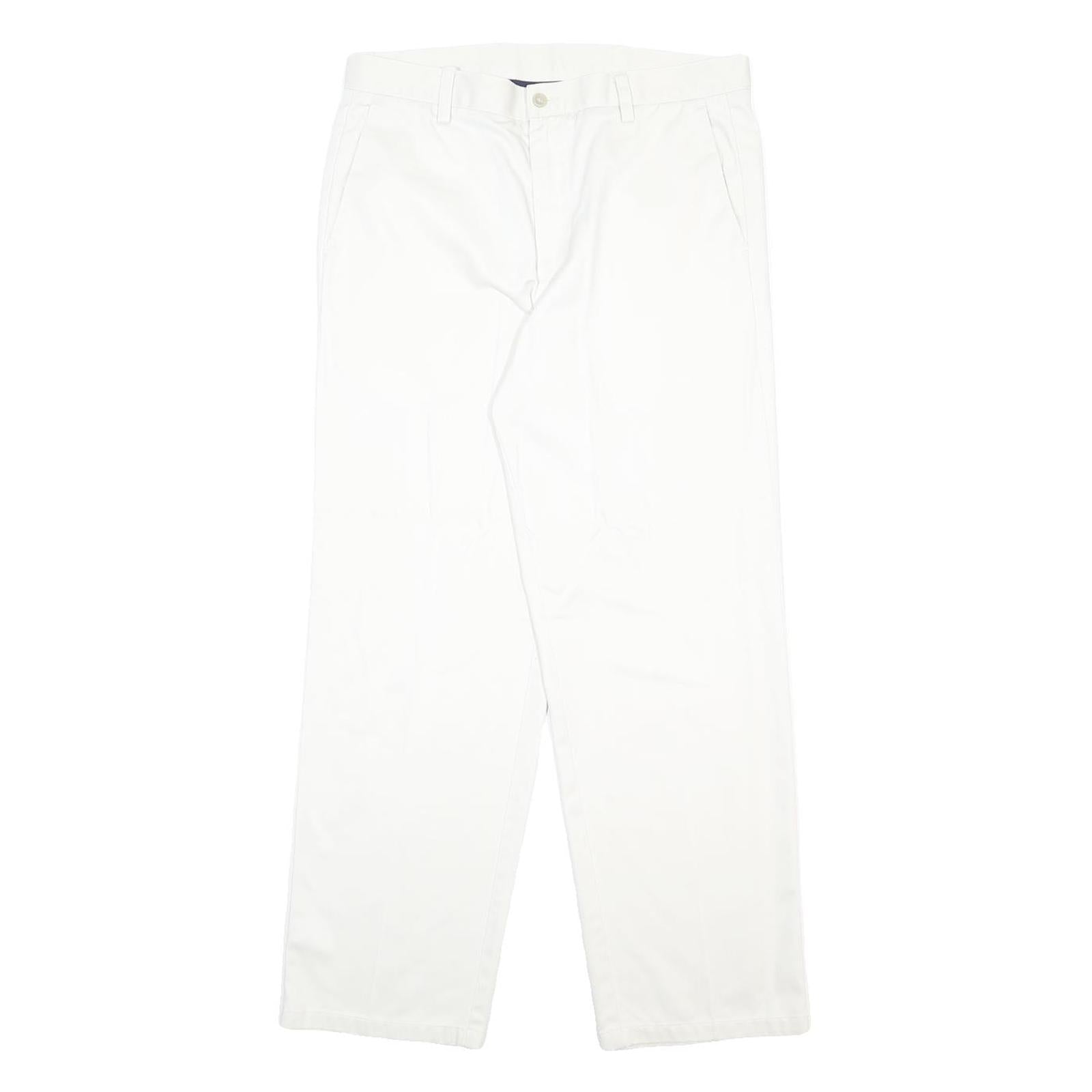 DOCKERS Mens Cotton White Relaxed Straight Trousers W34 L31 Casual Comfort Zip