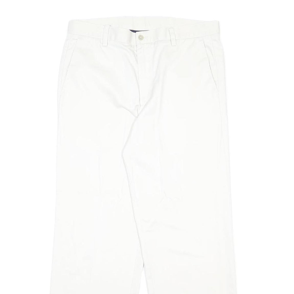 DOCKERS Mens Cotton White Relaxed Straight Trousers W34 L31 Casual Comfort Zip