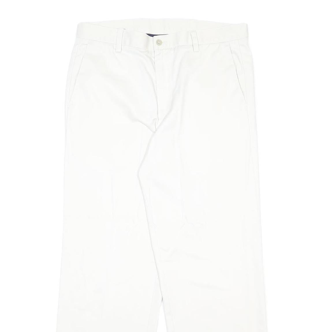 DOCKERS Mens Cotton White Relaxed Straight Trousers W34 L31 Casual Comfort Zip