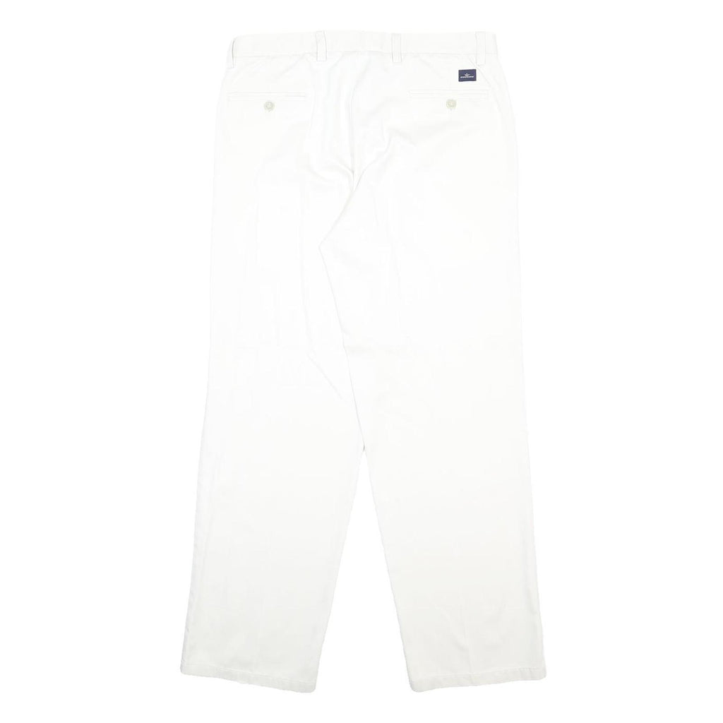 DOCKERS Mens Cotton White Relaxed Straight Trousers W34 L31 Casual Comfort Zip