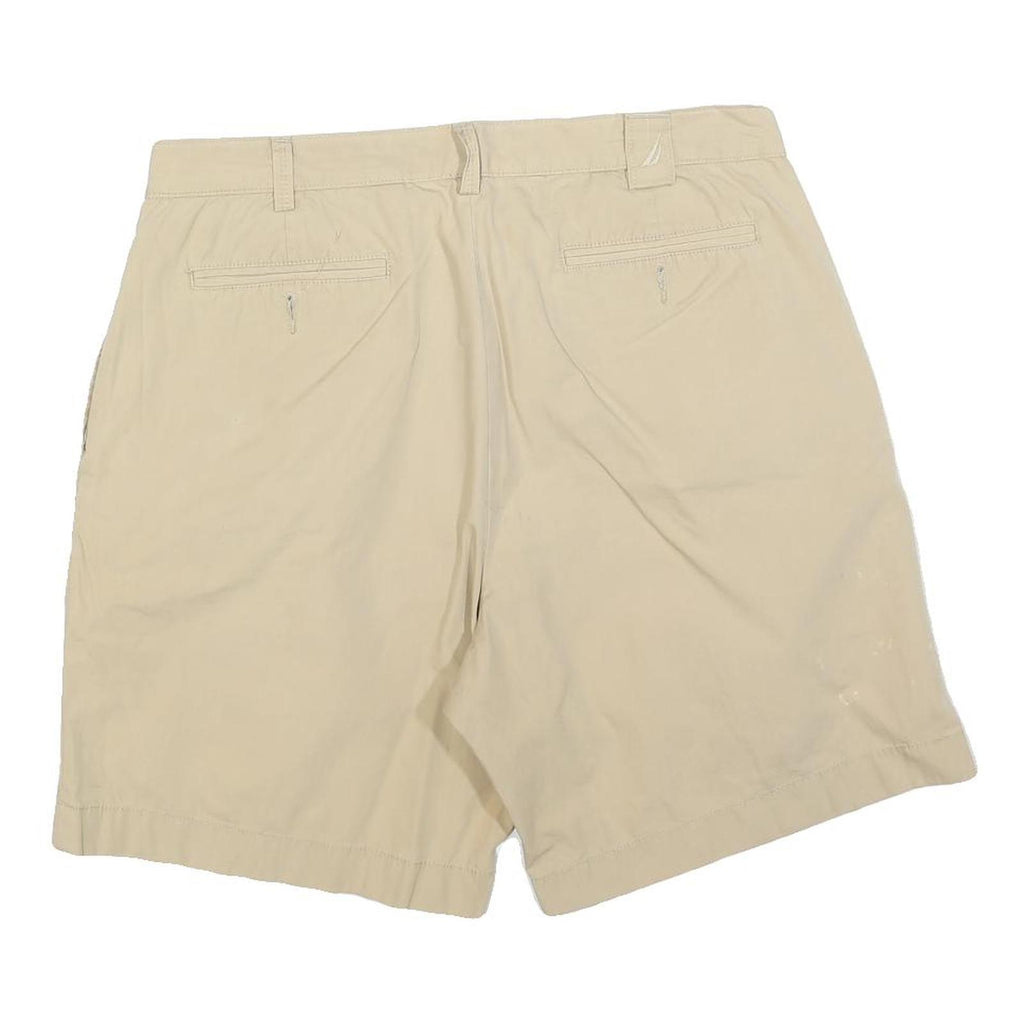 NAUTICA Mens Shorts Beige Casual Plain L W36 Cotton Blend Summer Wear