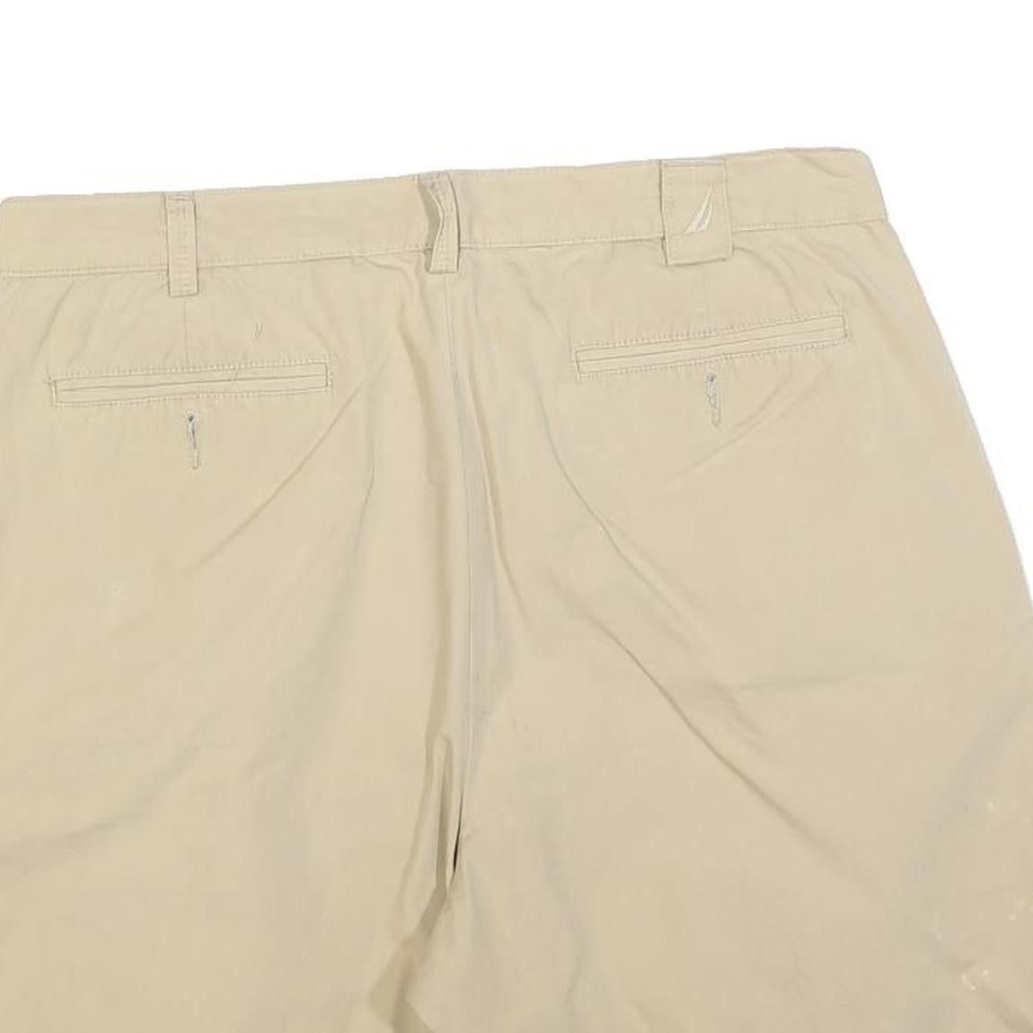 NAUTICA Mens Shorts Beige Casual Plain L W36 Cotton Blend Summer Wear