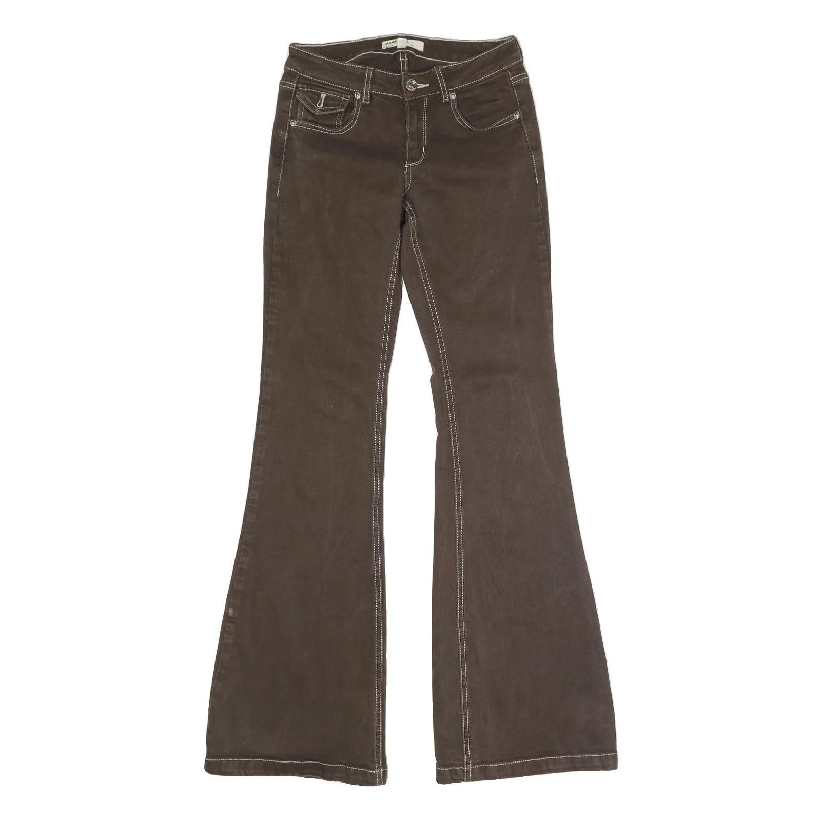 GARAGE DENIM Womens Regular Fit Flared Denim Dark Brown W26 L32 Button Cotton