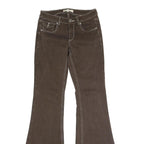 GARAGE DENIM Womens Regular Fit Flared Denim Dark Brown W26 L32 Button Cotton