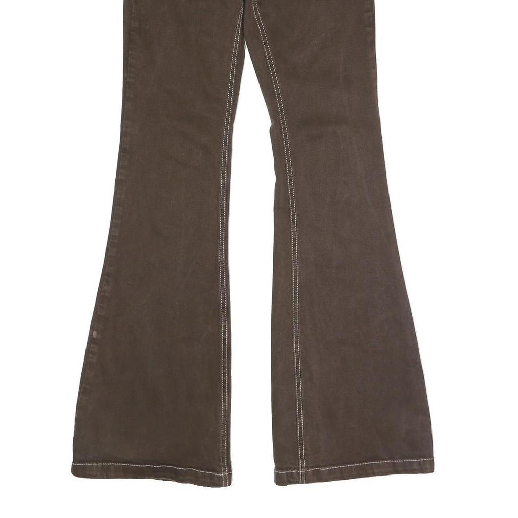 GARAGE DENIM Womens Regular Fit Flared Denim Dark Brown W26 L32 Button Cotton