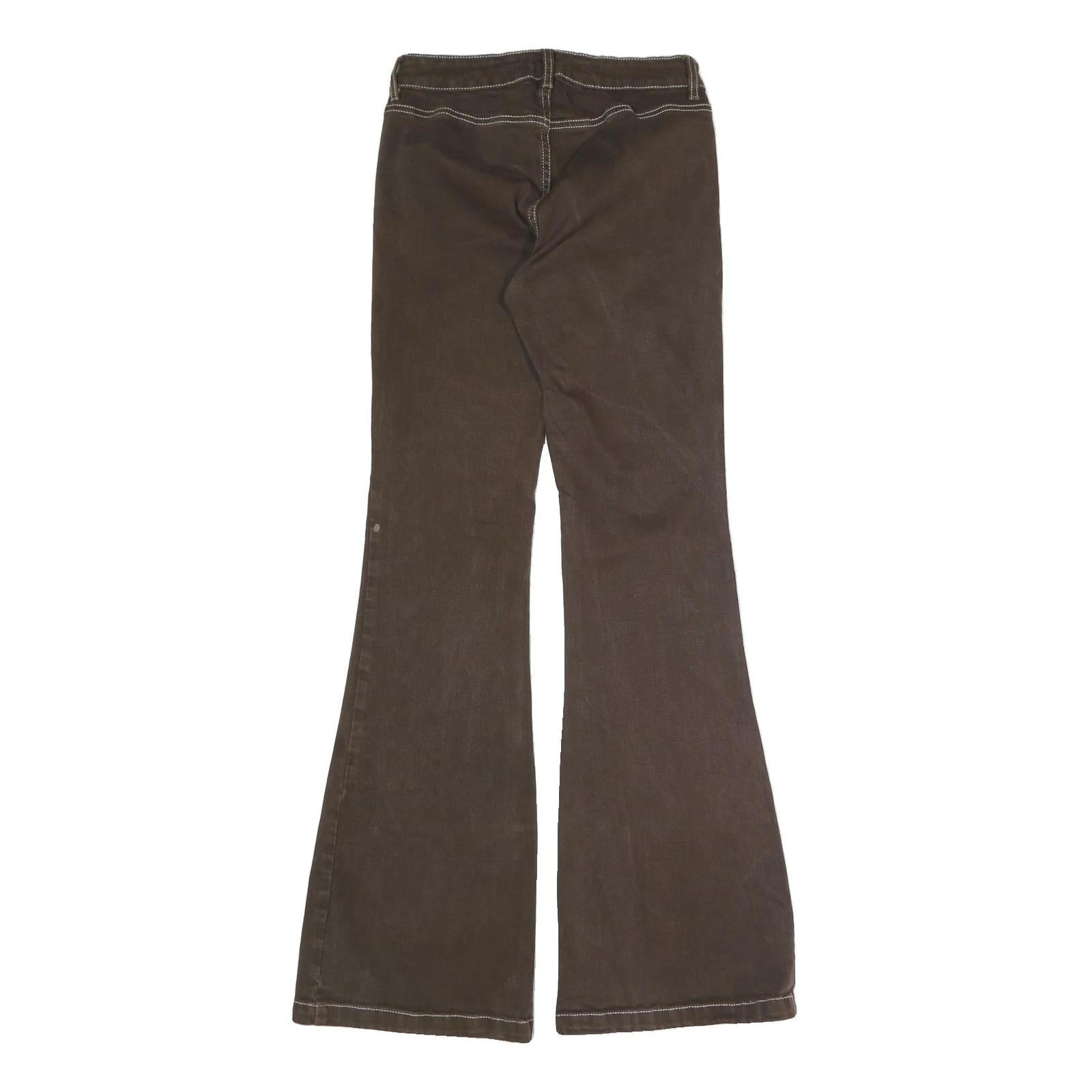 GARAGE DENIM Womens Regular Fit Flared Denim Dark Brown W26 L32 Button Cotton