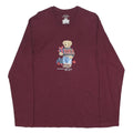 POLO RALPH LAUREN Mens Maroon Bear Graphic Long Sleeve Crew Neck L Cotton
