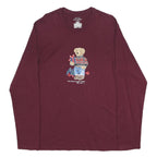 POLO RALPH LAUREN Mens Maroon Bear Graphic Long Sleeve Crew Neck L Cotton