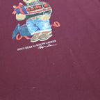 POLO RALPH LAUREN Mens Maroon Bear Graphic Long Sleeve Crew Neck L Cotton
