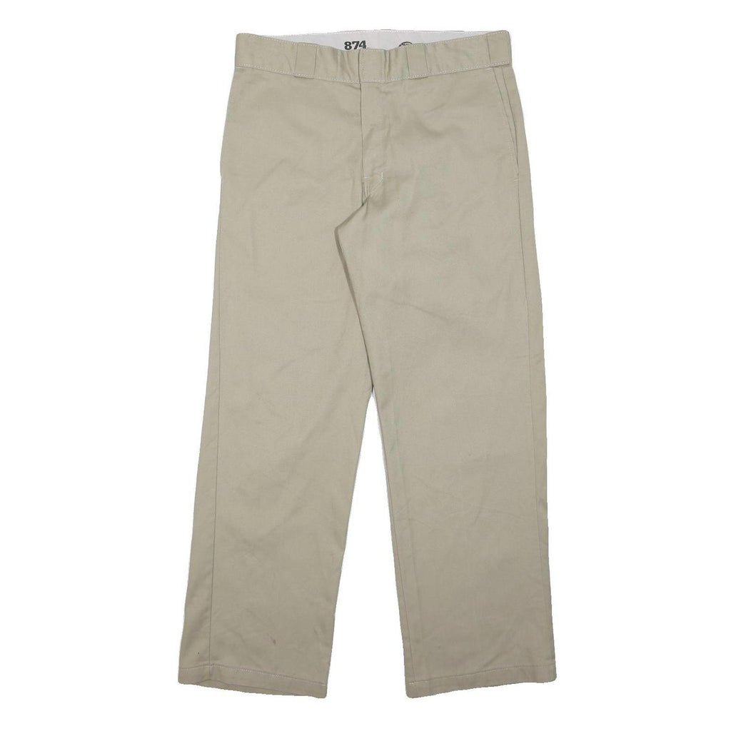 DICKIES Mens Cotton Blend Beige Regular Fit Straight Trousers W32 L30 Workwear