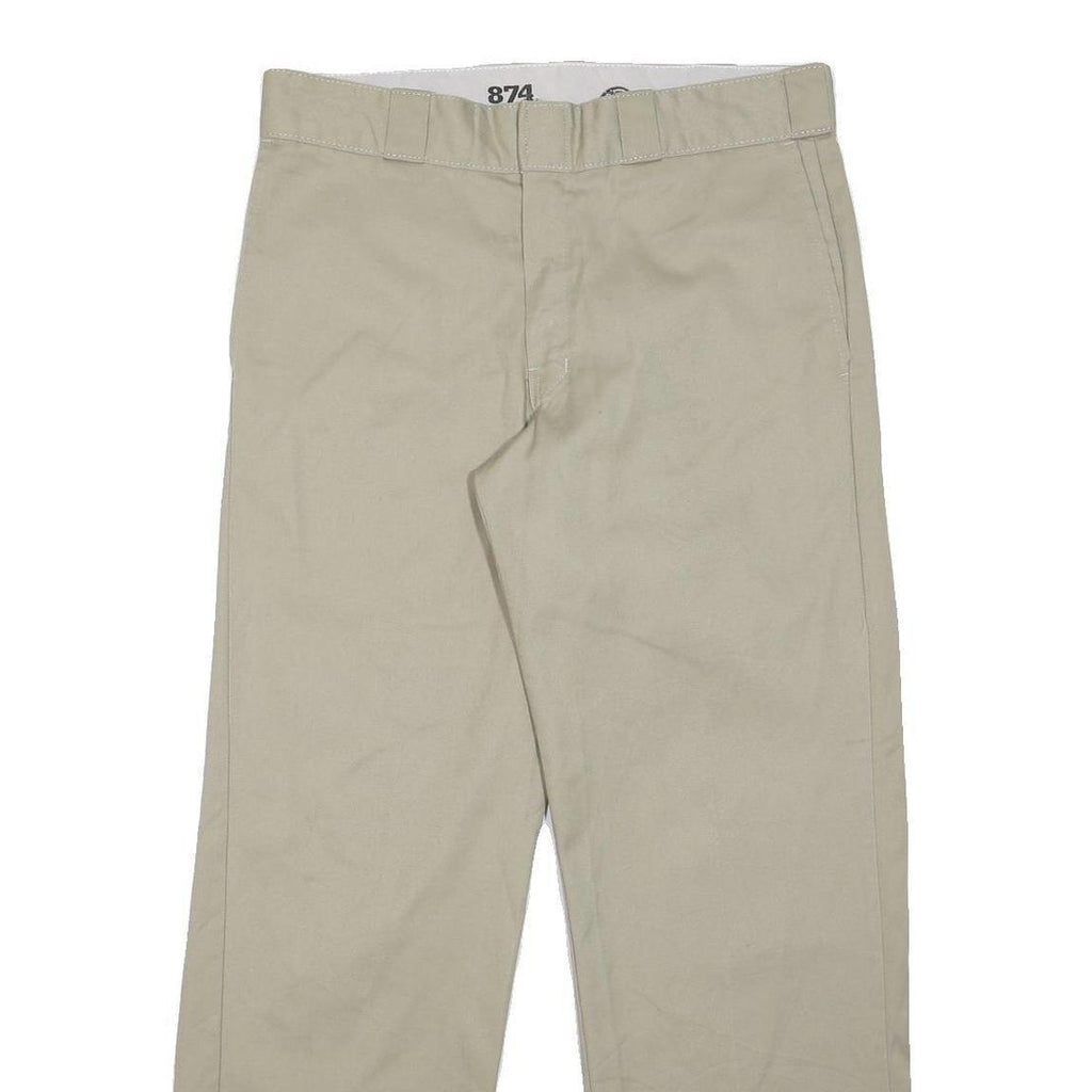 DICKIES Mens Cotton Blend Beige Regular Fit Straight Trousers W32 L30 Workwear