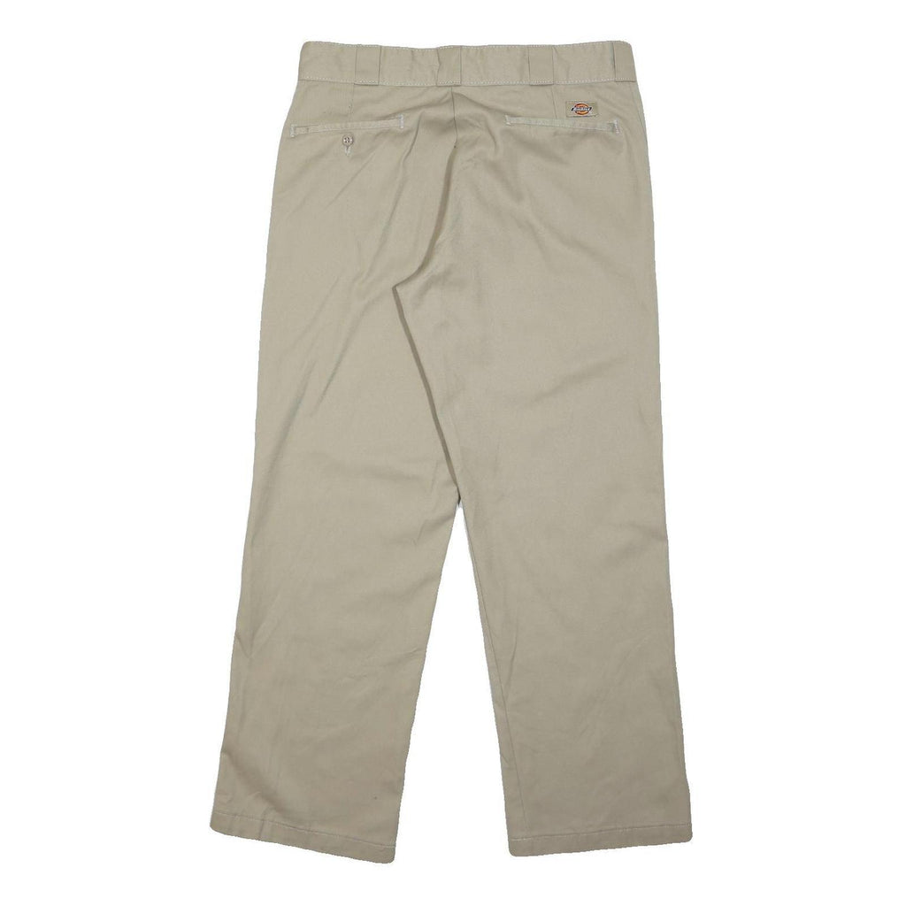 DICKIES Mens Cotton Blend Beige Regular Fit Straight Trousers W32 L30 Workwear