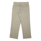 DICKIES Mens Cotton Blend Beige Regular Fit Straight Trousers W32 L30 Workwear