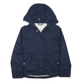 ZARA BASIC Womens Navy Blue Jacket S Cotton Blend Zip Hooded Casual Outerwear