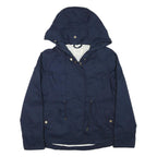 ZARA BASIC Womens Navy Blue Jacket S Cotton Blend Zip Hooded Casual Outerwear