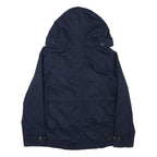 ZARA BASIC Womens Navy Blue Jacket S Cotton Blend Zip Hooded Casual Outerwear