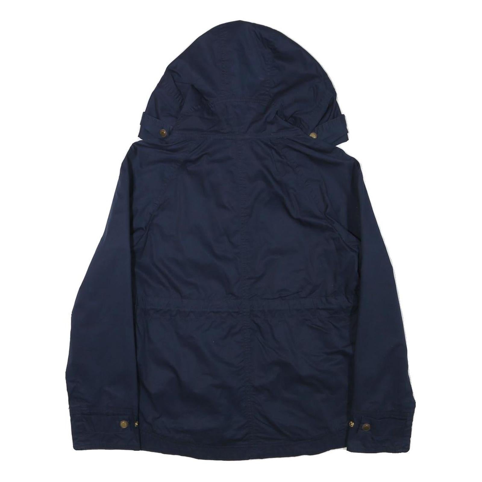 ZARA BASIC Womens Navy Blue Jacket S Cotton Blend Zip Hooded Casual Outerwear