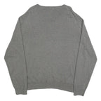 POLO RALPH LAUREN Mens Grey Plain V-Neck Basic Knit Jumper L Cotton Casual
