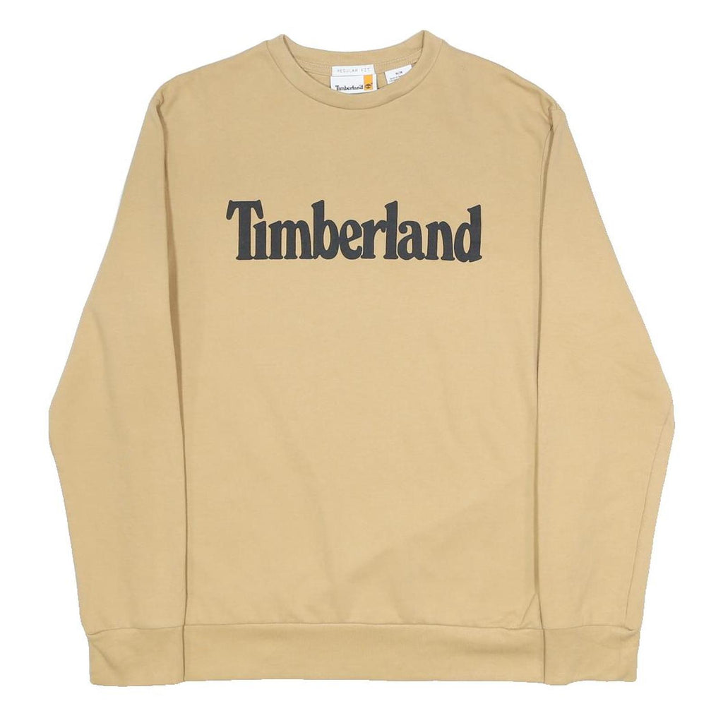 TIMBERLAND Mens Beige Crew Neck M Logo Printed Cotton Blend Sweatshirt