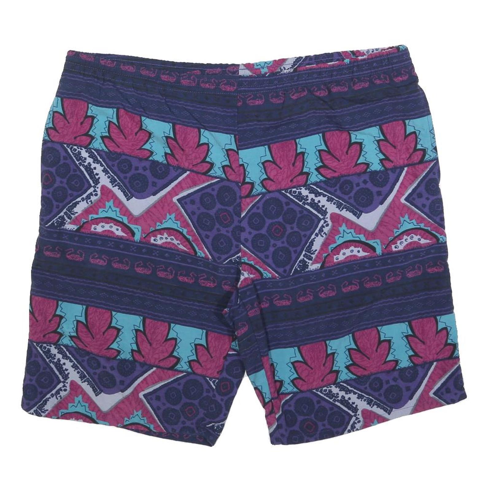 PLAYCREW OCEAN Mens Shorts Blue & Purple Geometric XL W42 Casual Summer