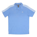 ADIDAS Mens Blue & White Polo Shirt L Short Sleeve Plain Cotton Blend Relaxed