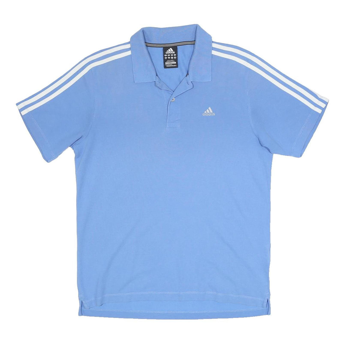 ADIDAS Mens Blue & White Polo Shirt L Short Sleeve Plain Cotton Blend Relaxed