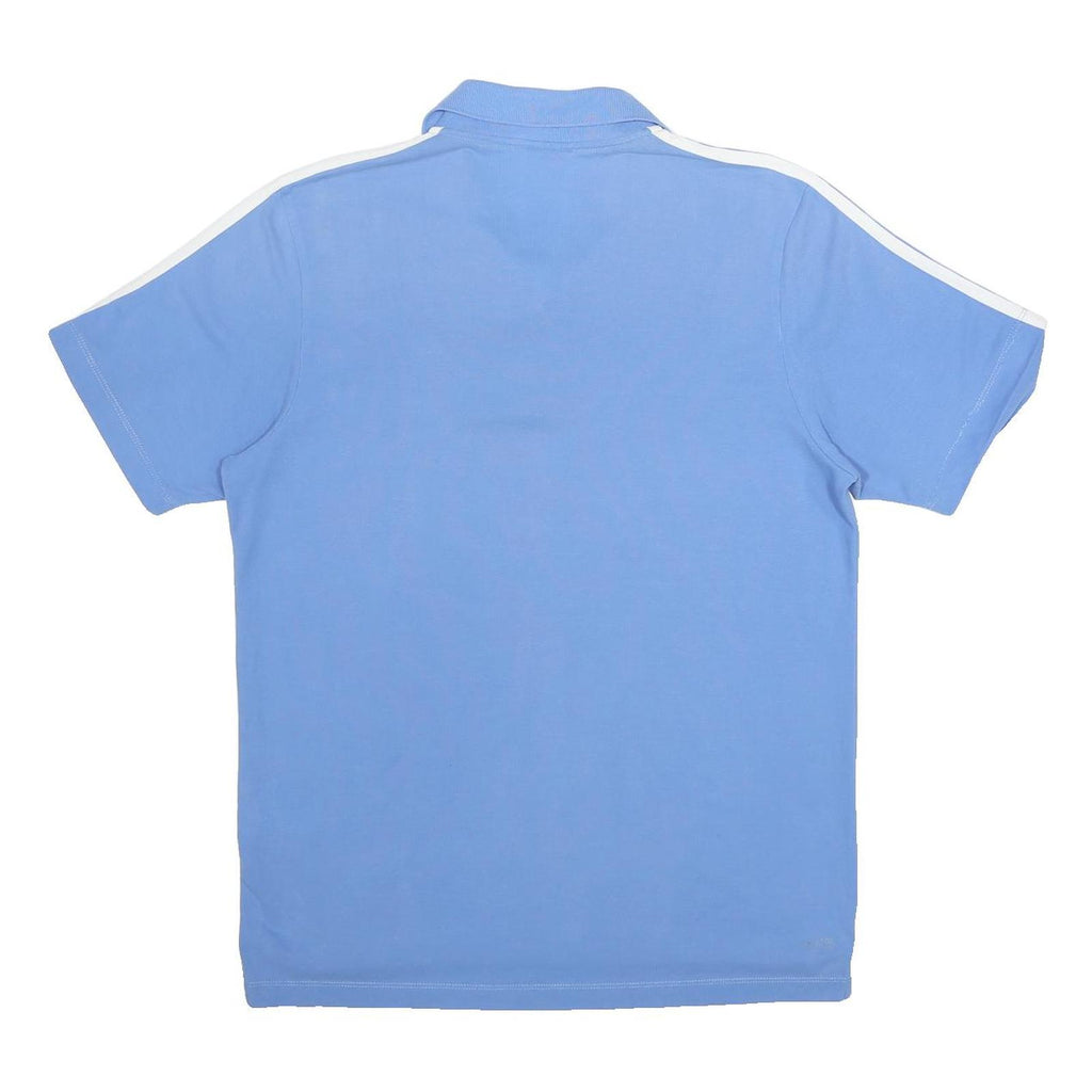 ADIDAS Mens Blue & White Polo Shirt L Short Sleeve Plain Cotton Blend Relaxed