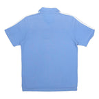 ADIDAS Mens Blue & White Polo Shirt L Short Sleeve Plain Cotton Blend Relaxed