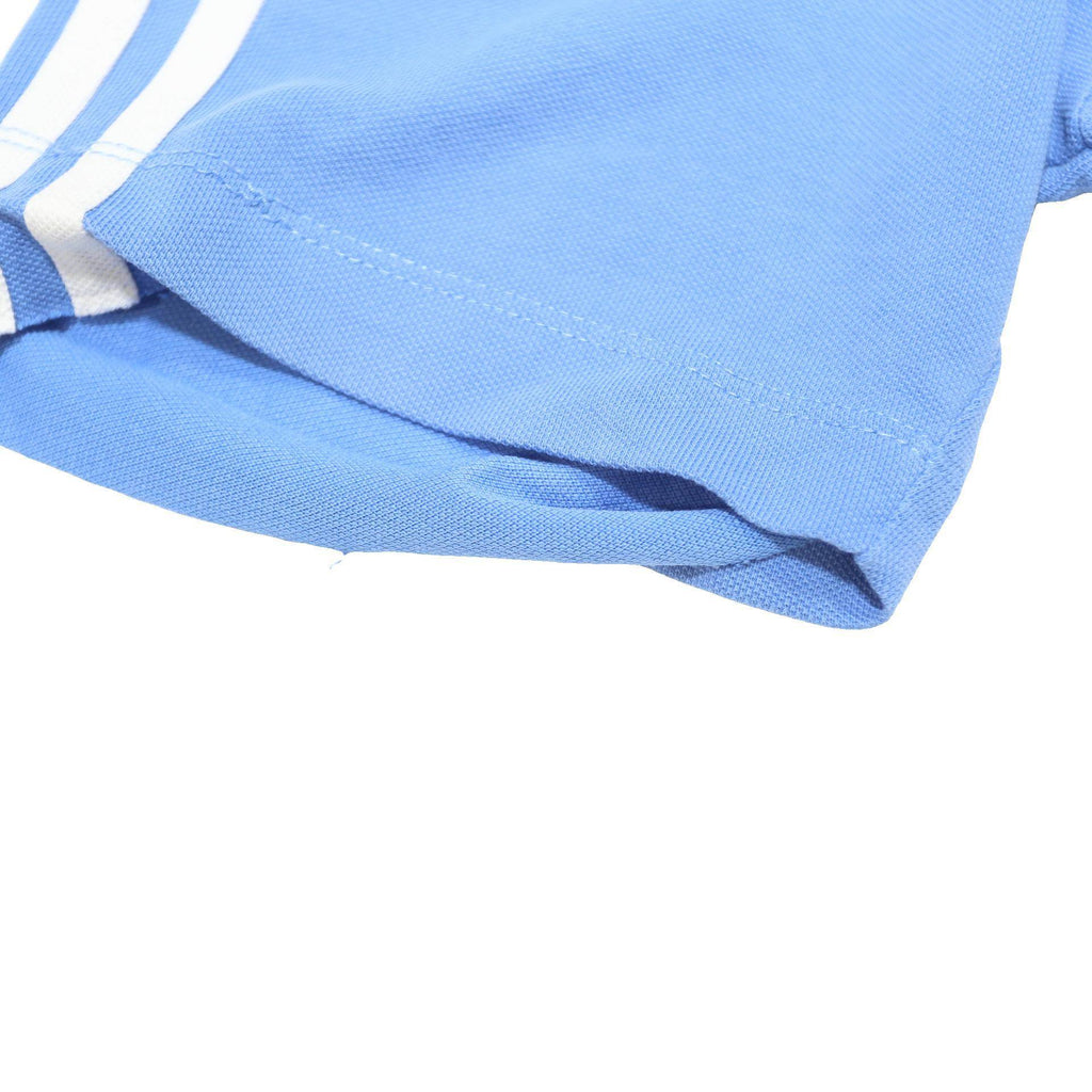 ADIDAS Mens Blue & White Polo Shirt L Short Sleeve Plain Cotton Blend Relaxed