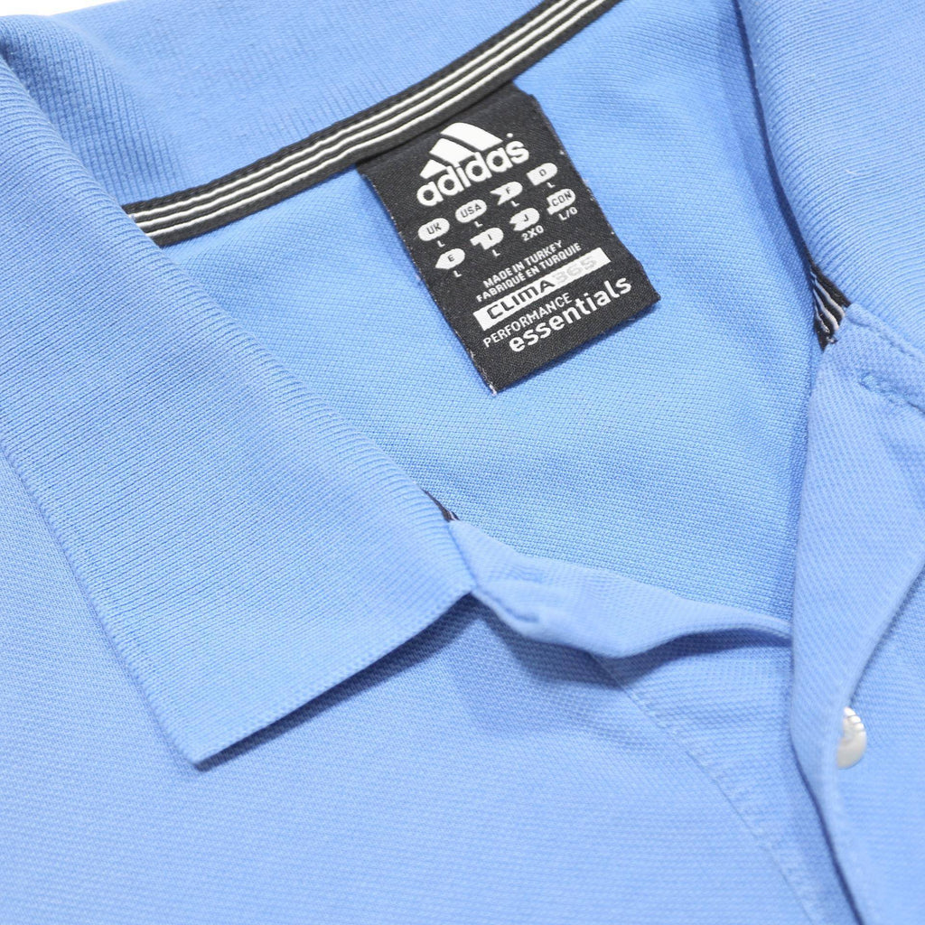 ADIDAS Mens Blue & White Polo Shirt L Short Sleeve Plain Cotton Blend Relaxed