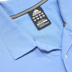 ADIDAS Mens Blue & White Polo Shirt L Short Sleeve Plain Cotton Blend Relaxed
