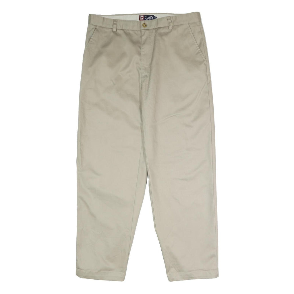 CHAPS Mens Classic Beige Cotton Trousers W36 L30 Straight Zip Closure Smart