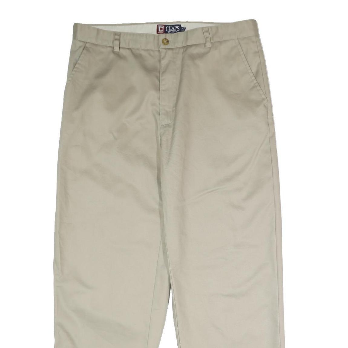 CHAPS Mens Classic Beige Cotton Trousers W36 L30 Straight Zip Closure Smart