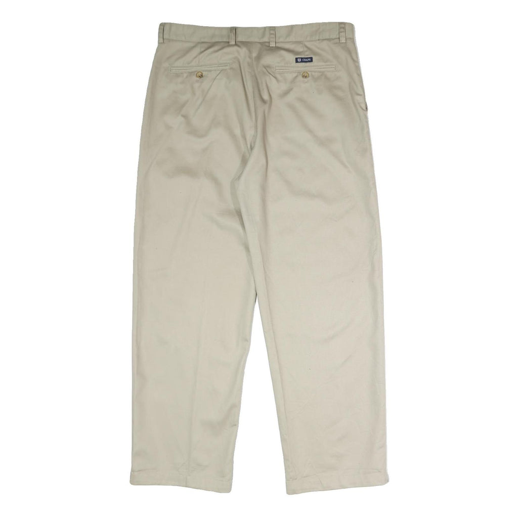 CHAPS Mens Classic Beige Cotton Trousers W36 L30 Straight Zip Closure Smart