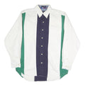 VAN HEUSEN Mens White & Green Colour Block Shirt S Button-Down Collar Cotton