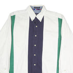 VAN HEUSEN Mens White & Green Colour Block Shirt S Button-Down Collar Cotton