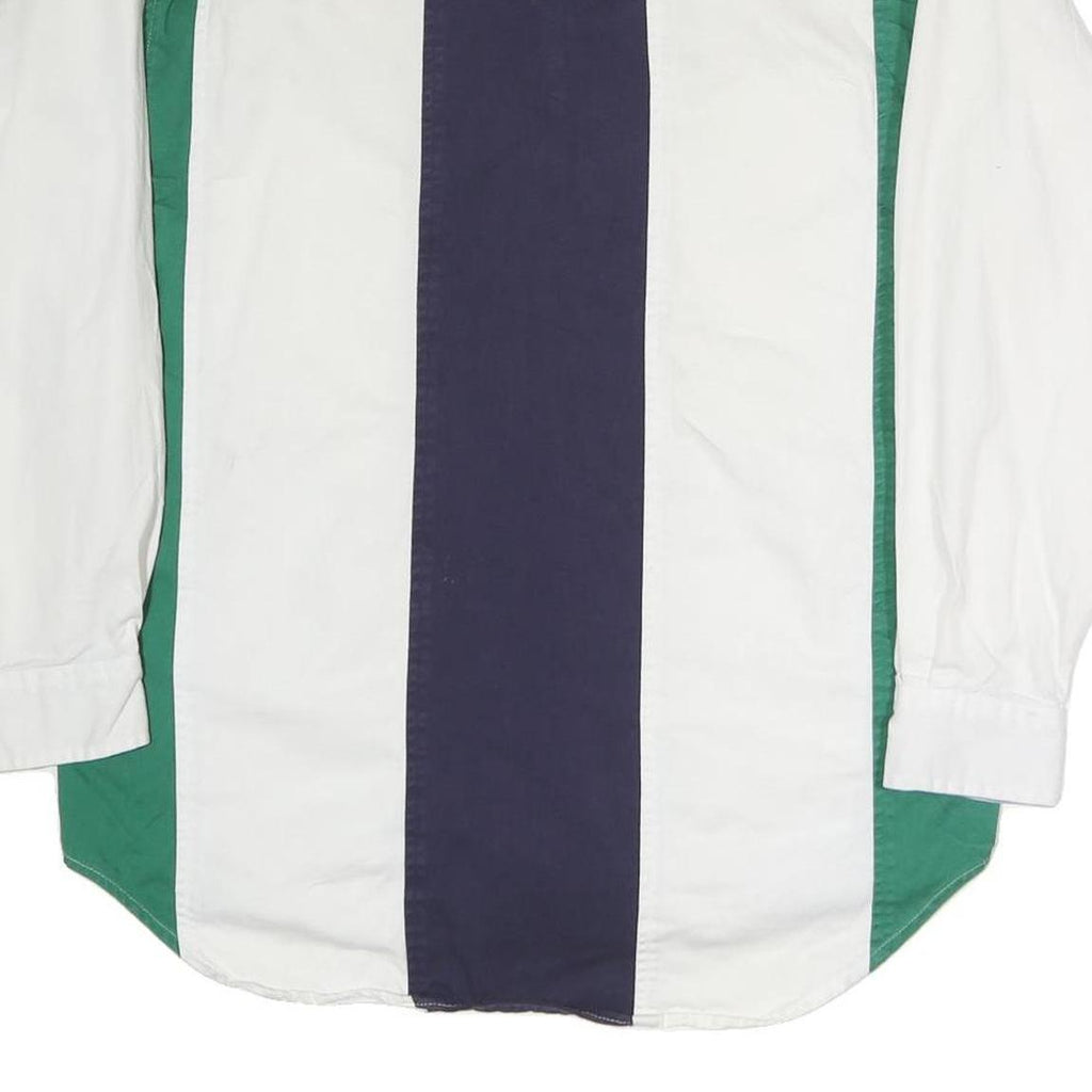 VAN HEUSEN Mens White & Green Colour Block Shirt S Button-Down Collar Cotton