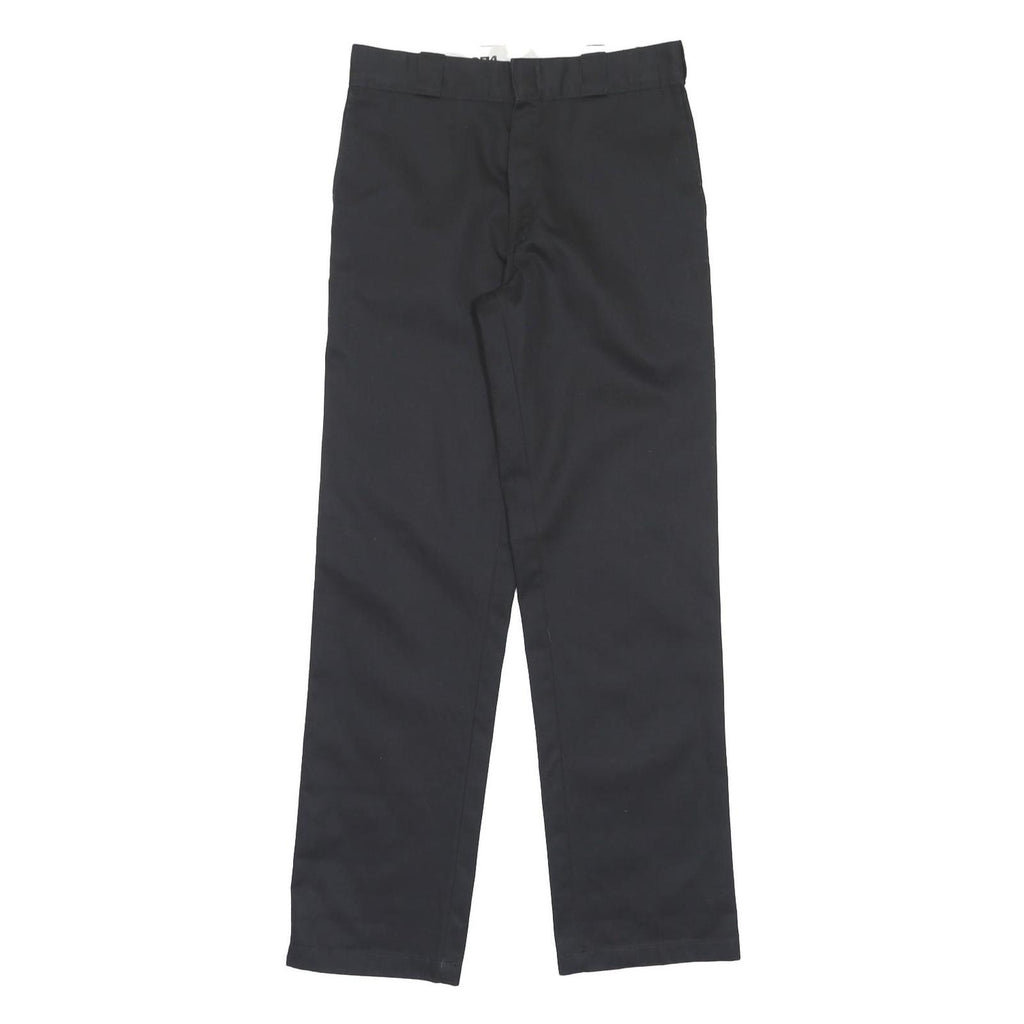 DICKIES Mens Regular Fit Black Polyester Blend Zip Trousers W34 L32 Workwear