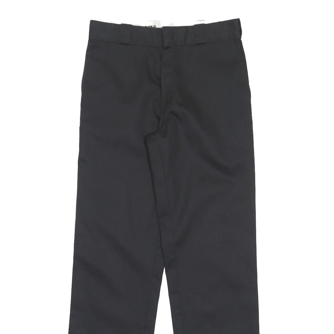 DICKIES Mens Regular Fit Black Polyester Blend Zip Trousers W34 L32 Workwear