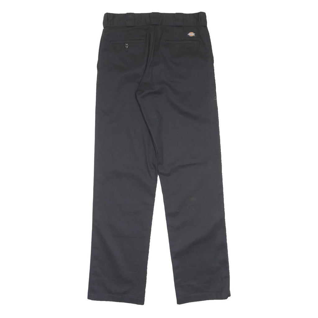 DICKIES Mens Regular Fit Black Polyester Blend Zip Trousers W34 L32 Workwear