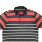 UNDER ARMOUR Mens Orange & Grey Striped Short Sleeve Polo Shirt XL Athletic
