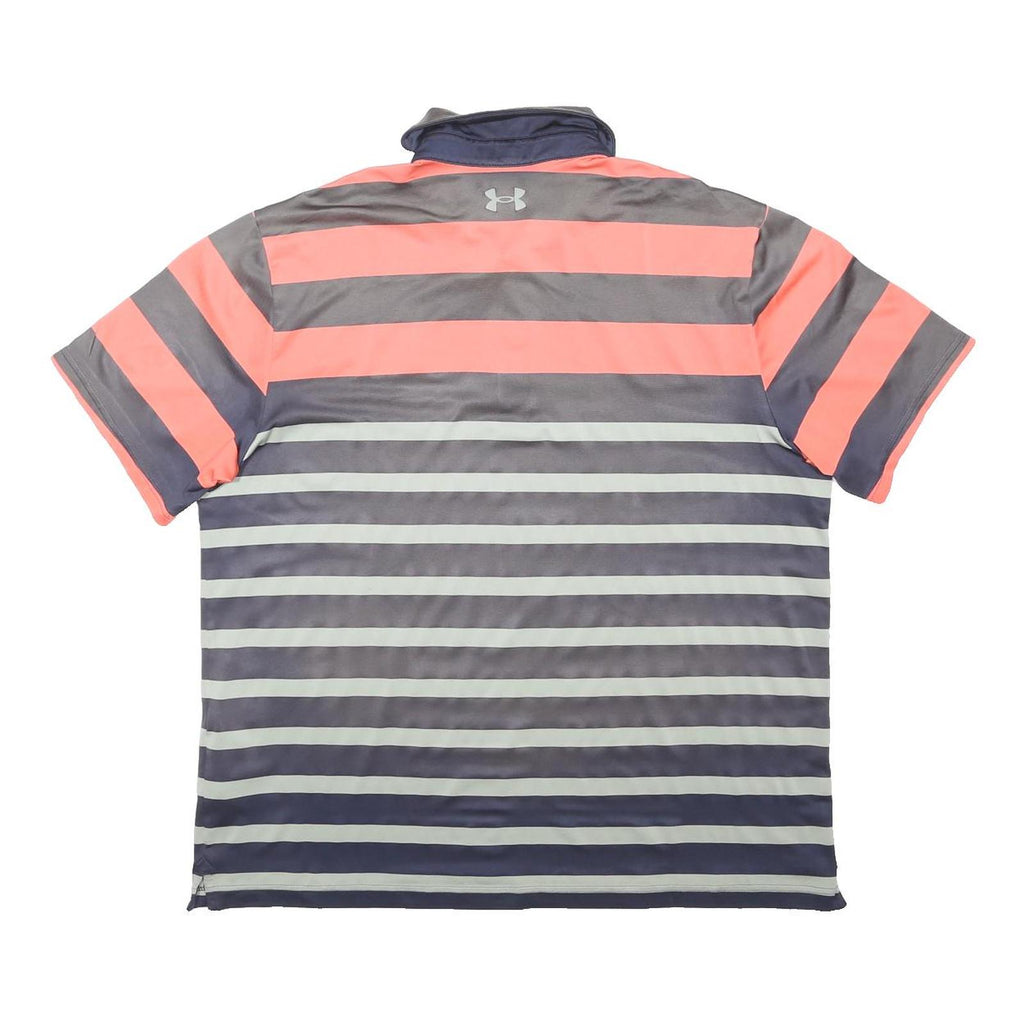 UNDER ARMOUR Mens Orange & Grey Striped Short Sleeve Polo Shirt XL Athletic