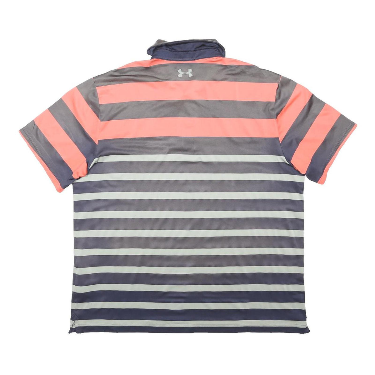 UNDER ARMOUR Mens Orange & Grey Striped Short Sleeve Polo Shirt XL Athletic