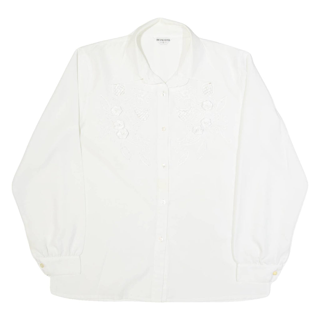Womens Shirt White Collared Long Sleeve L