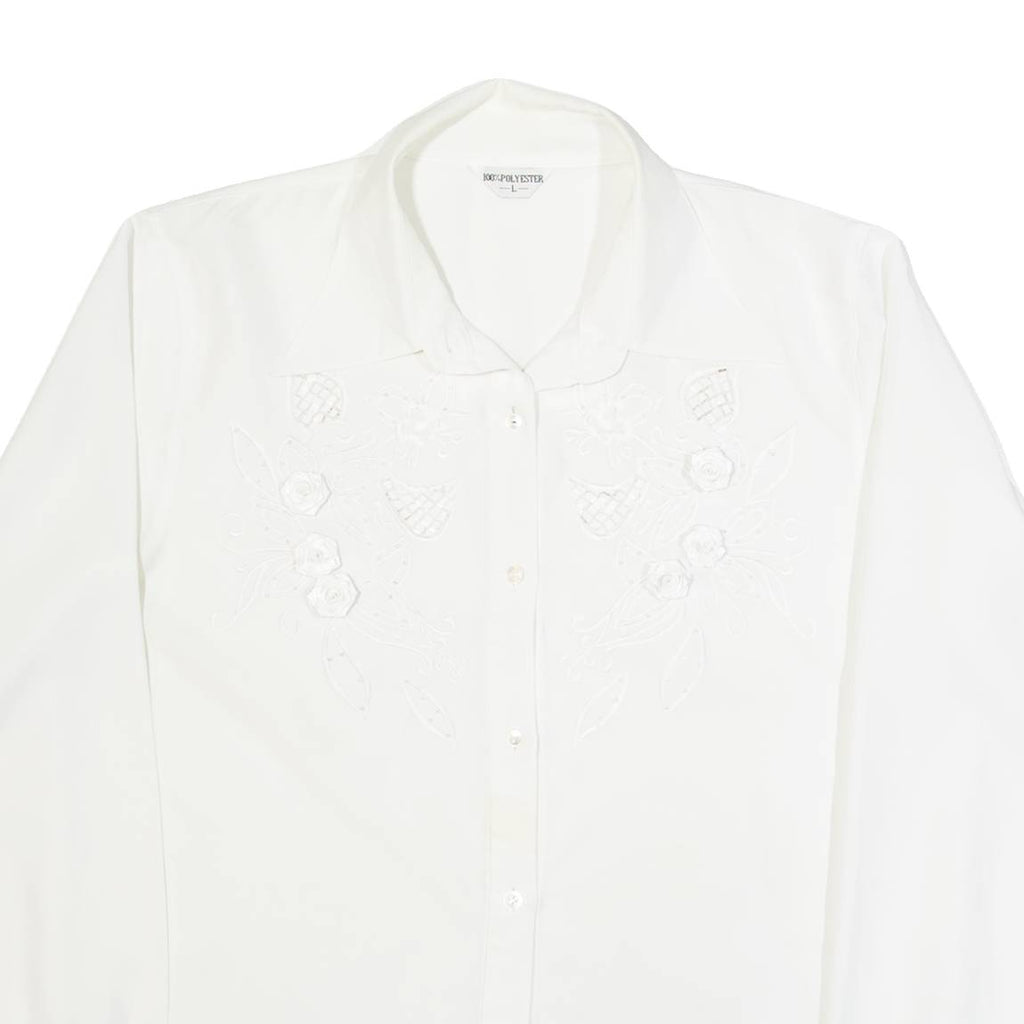 Womens Shirt White Collared Long Sleeve L