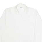 Womens Shirt White Collared Long Sleeve L