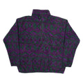 ROUGH DRESS Womens Patterned Fleece Purple Geometric 1/2 Zip Tight Knit L