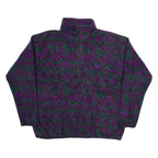 ROUGH DRESS Womens Patterned Fleece Purple Geometric 1/2 Zip Tight Knit L